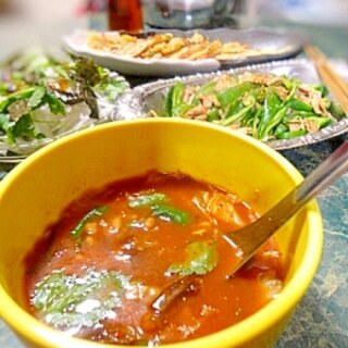 納豆とキムチのチゲスープ
